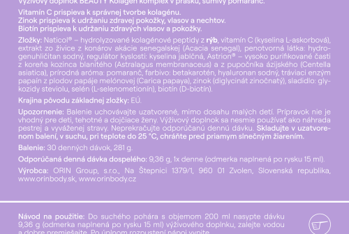 ORIN BEAUTY Kolagen pro vlasy, nehty a pleť - šumivý pomeranč
